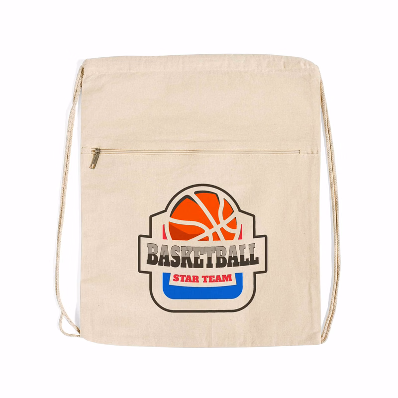Front-Zip Drawstring Backpack