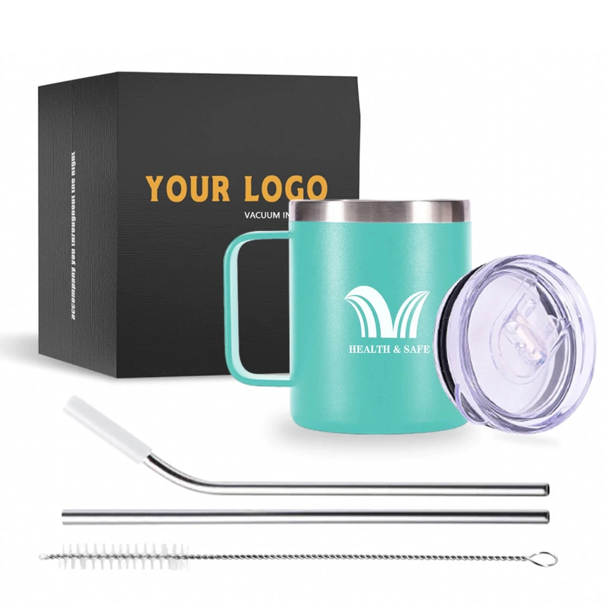 12 Oz Double Wall Insulated Coffee Mugs With Lids And Straws 1