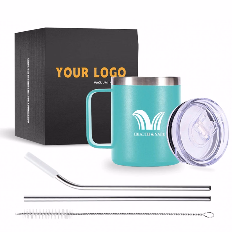 12 Oz Double Wall Insulated Coffee Mugs With Lids And Straws