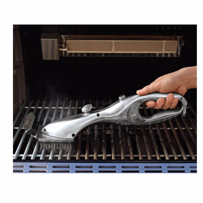 Steam Cleaning BBQ Grill Brush w/ Bristles & Scraper