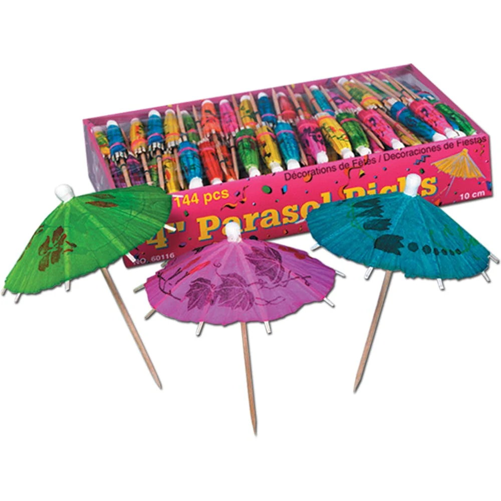 Parasol Umbrella Picks - Assorted 4" 1