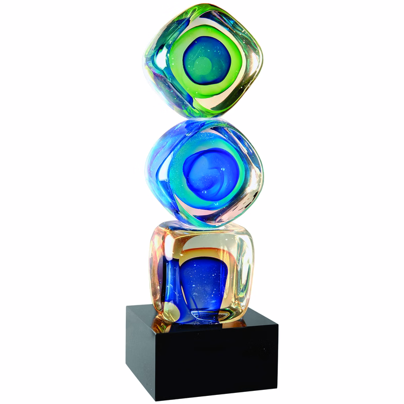Stacked Blocks Art Glass 9.25"