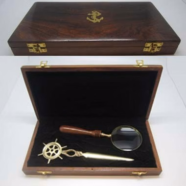 Magnifier / Letter Opener Set in Wood Box