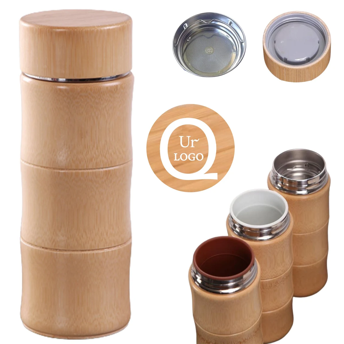 15Oz Bamboo Stainless Steel Straight Cup 1