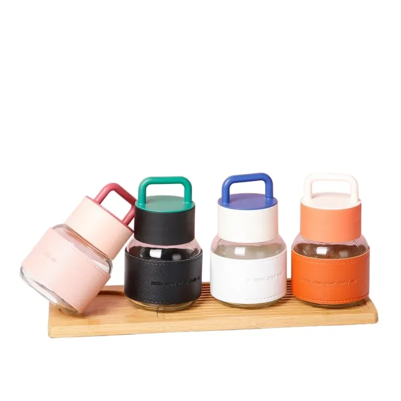 Mini Portable 300ml Glass Cup with Protective Sleeve – Travel-Friendly Reusable Bottle 1
