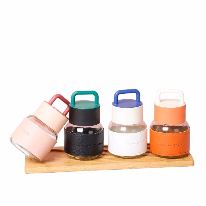 Mini Portable 300ml Glass Cup with Protective Sleeve – Travel-Friendly Reusable Bottle