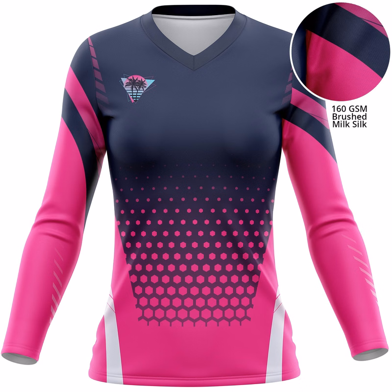 Women's 160 GSM Brushed Milk Silk Sublimation V-Neck Long Sleeve T-shirt