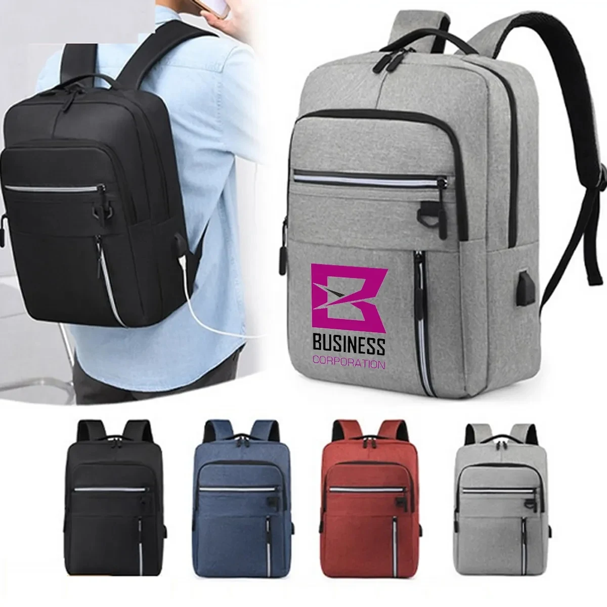 In Stock Large USB Charging Business Laptop Backpack 1