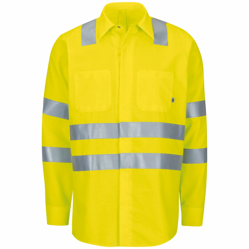 Red Kap® Long Sleeve Hi-Visibility Ripstop Work Shirt with MIMIX® + OilBlok, Type R Class 3