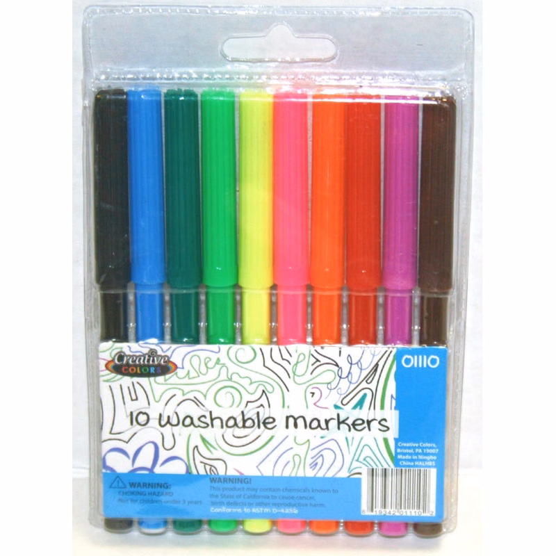 Fine Tip Markers - 10 Colors Washable