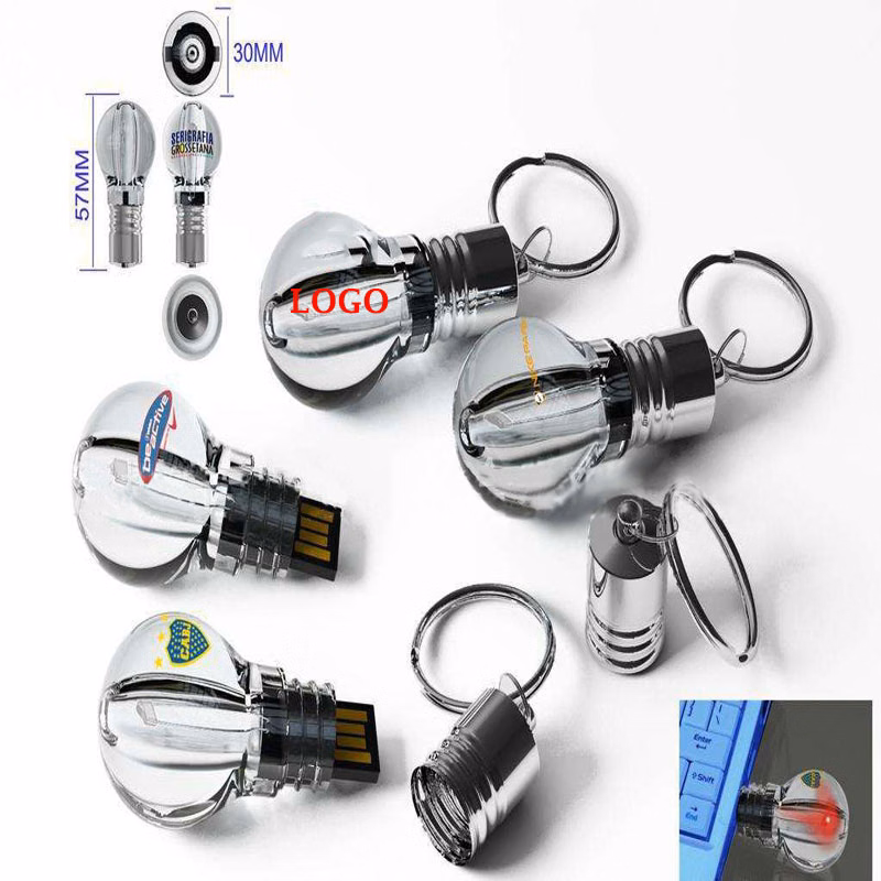 Customized 4GB Light Bulb USB Drives w/Keychain