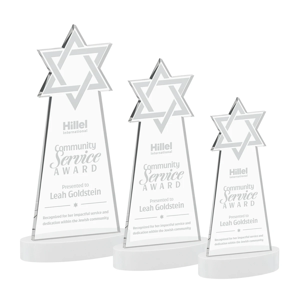 Star of David Award on Alberton Base - White 1