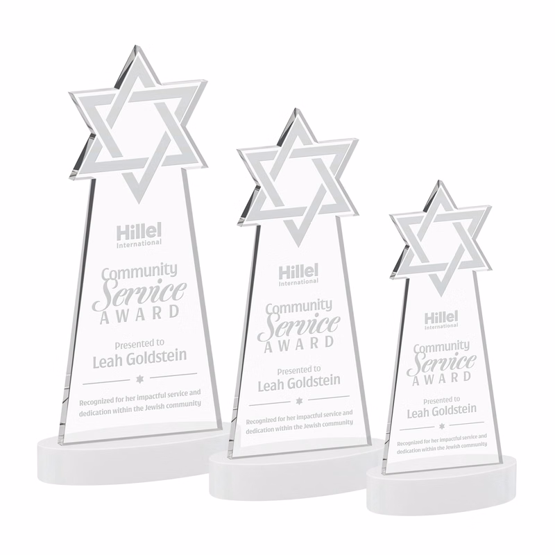 Star of David Award on Alberton Base - White