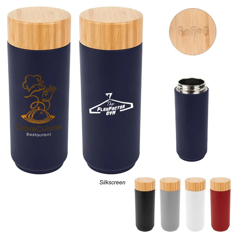 16 Oz. Stainless Steel Coral Bottle With Bamboo Lid 1