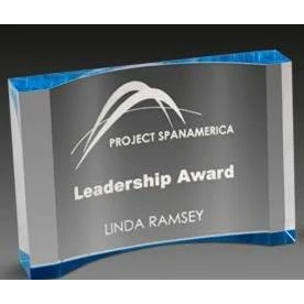 3-1/2" x 5" Blue Acrylic Crescent Award 1