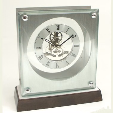 "Ani" Desk Clock in Walnut Wood Base