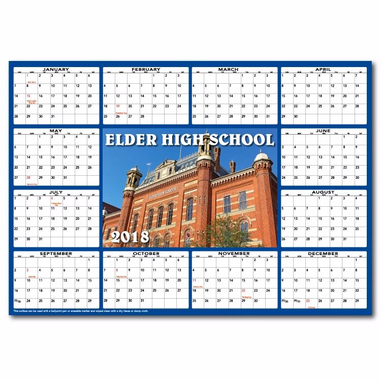 Full Color Premium Plastic Write-on/ Wipe-off Wall Calendar