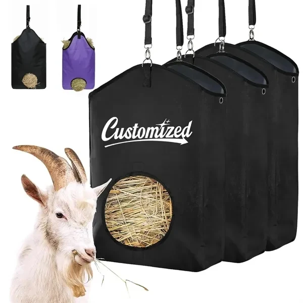 Custom Durable Hanging Horse Hay Feeder Bag with Secure Clip — Equestrian Equipment 1