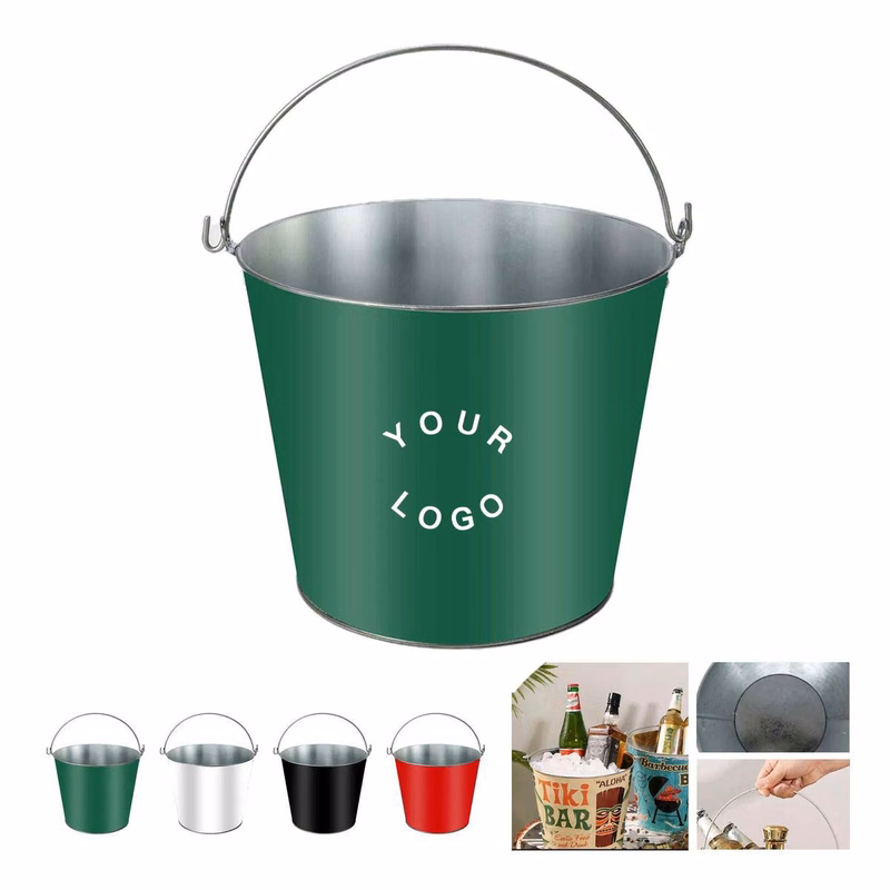 Galvanized Metal Ice Bucket with Handle for Parties