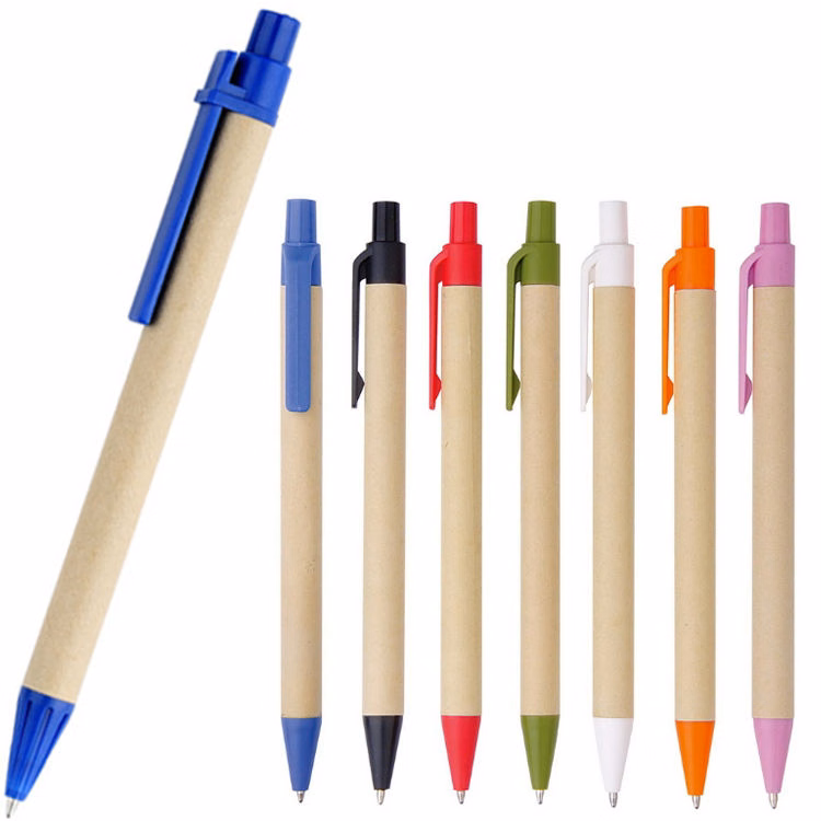 Eco Friendly Kraft Paper Clip Click Ballpoint Pen