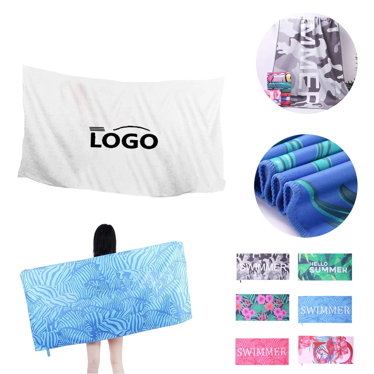 MOQ50 Custom Quick-Dry Ultrafine Fiber Beach Towels 1