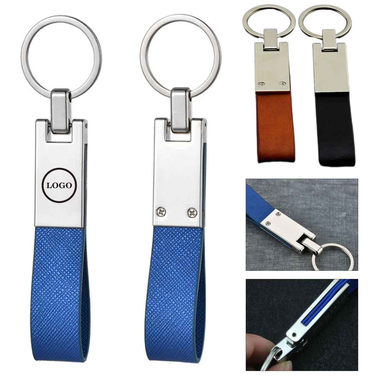 Leather Keychain with Engraved Metal Accent 1