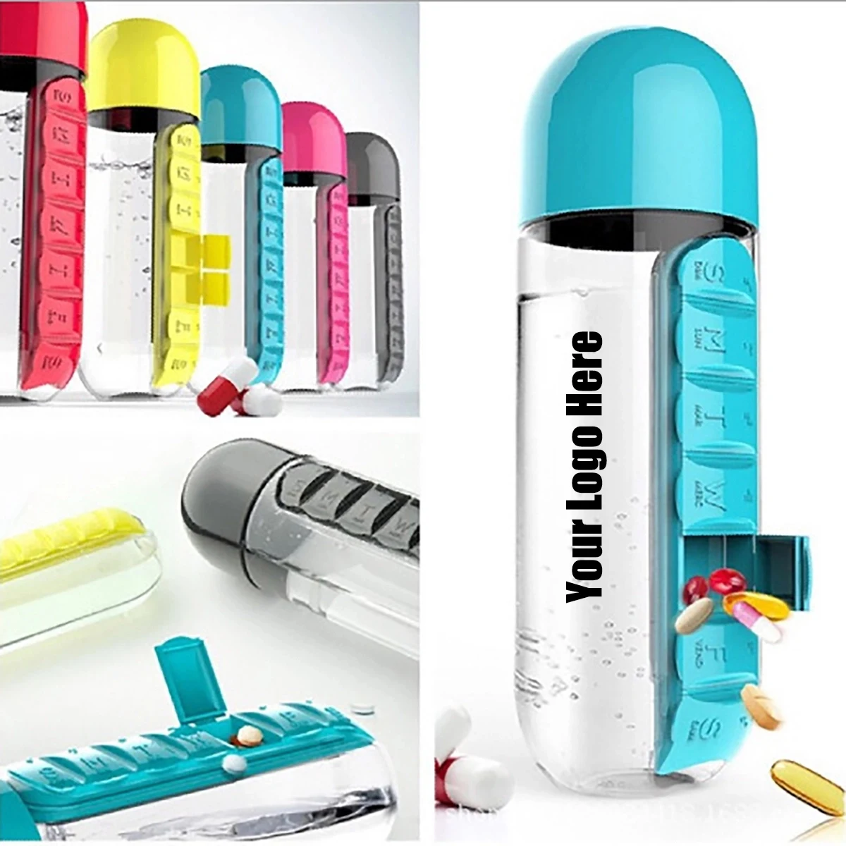 Portable Pill Organizer Water Bottle 1