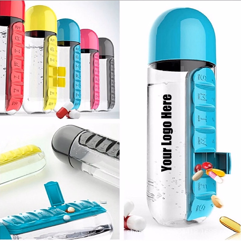 Portable Pill Organizer Water Bottle