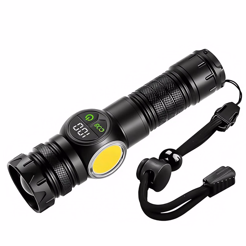 Adjustable Outdoor Aluminum Flashlight with Digital Display