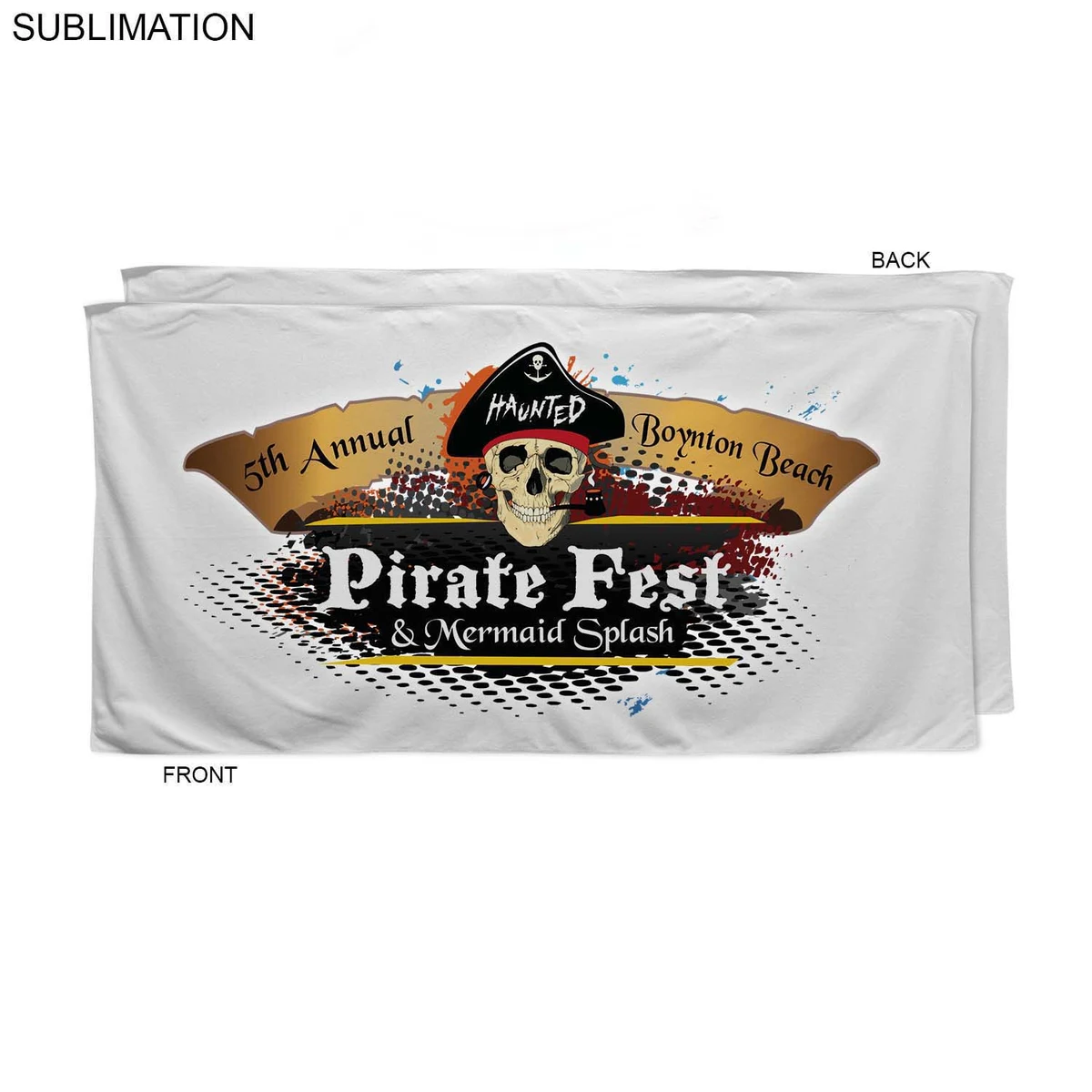 Absorbent Microfiber Dri-Lite Terry White Beach Towel, 30x60, Sublimated Full color Logo 1