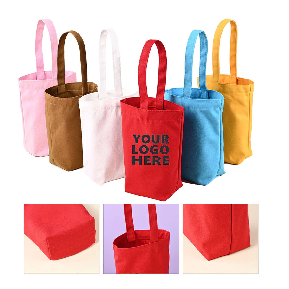 Canvas Handbag Bucket Bag, custom tote bag with logo imprint 1