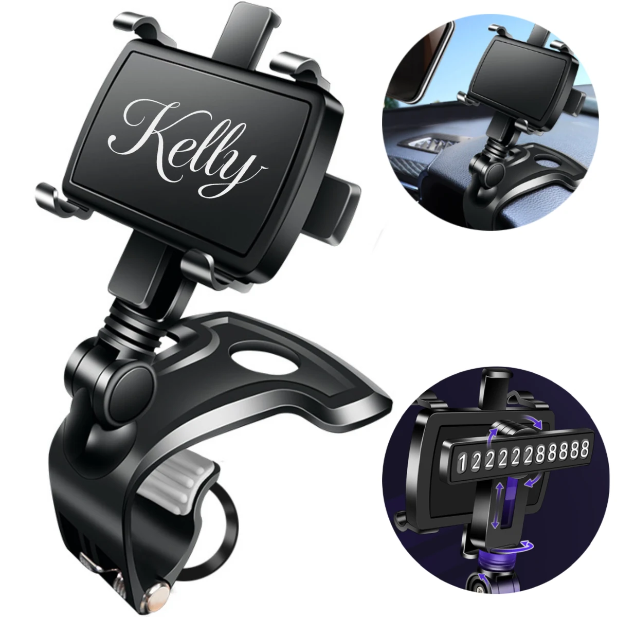 Rotatable Dashboard Car Phone Mount w/ Parking Number 1