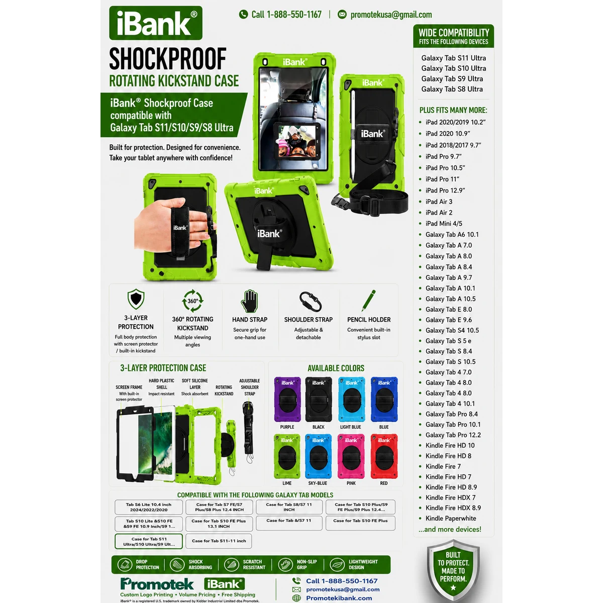 iBank ® Shockproof Case compatible with Galaxy Tab S11/S10/S9/S8 Ultra 1