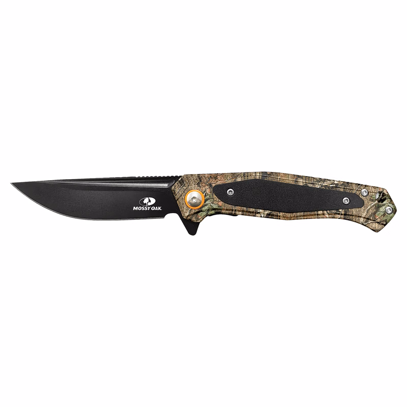 Bison River 4 1/2" Green Camo with Black Aluminum Everyday Carry Knife-Mossy Oak