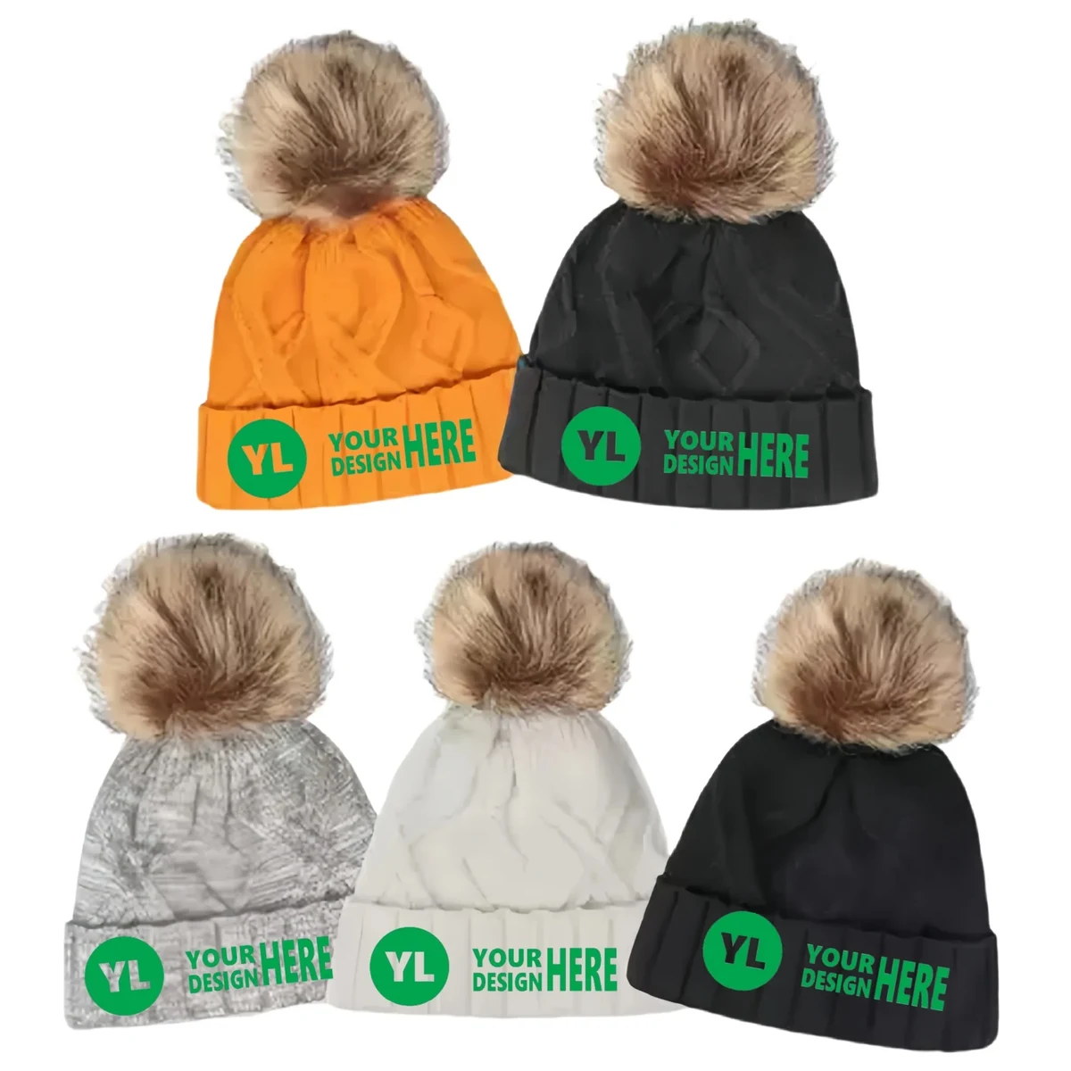 Beanie Hat with Pom-Poms 1