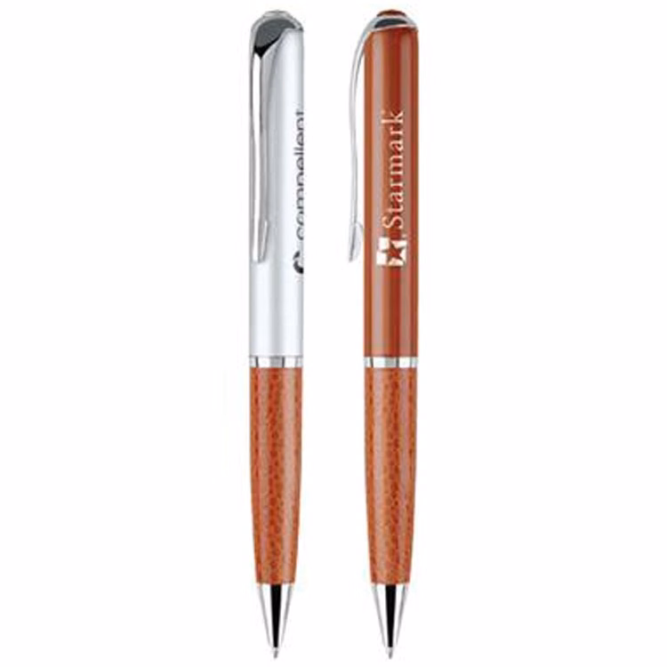 Leatherette Click Ballpoint Brass Pen