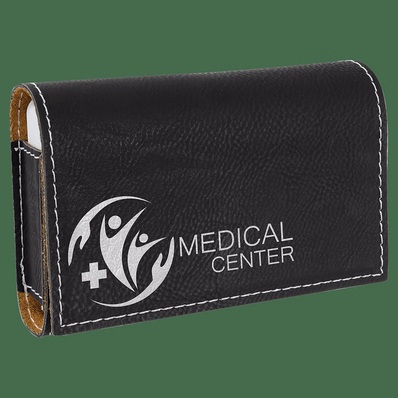 4 3/4" x 3 1/8" Black/Silver Leatherette Pill Box