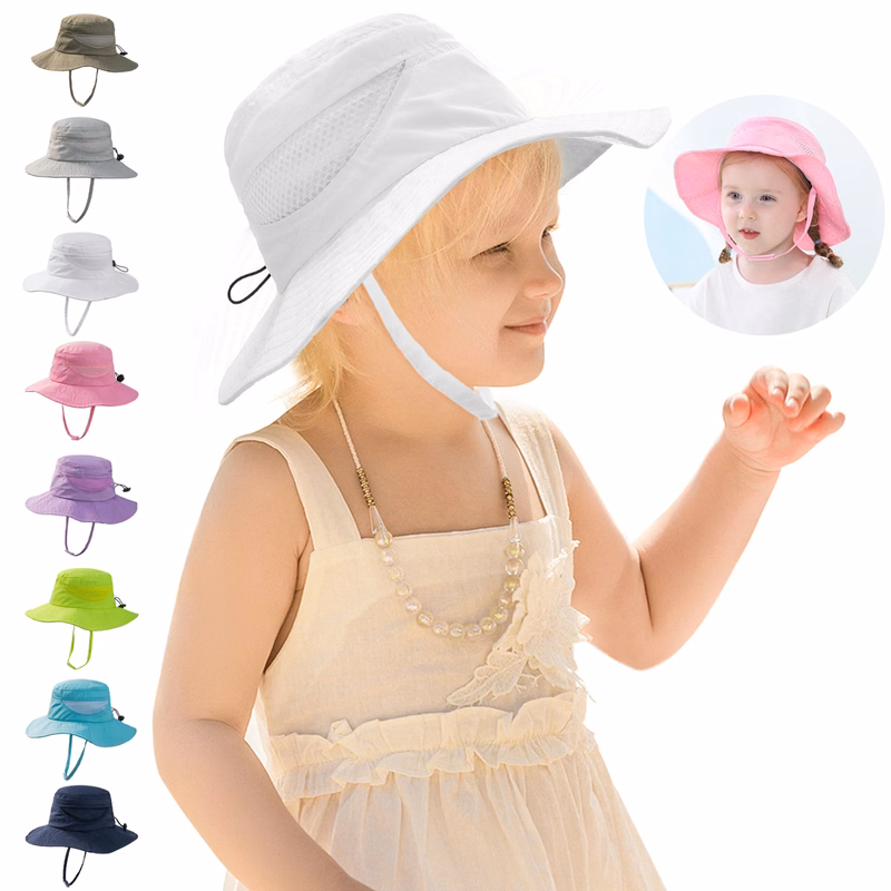 Kids Wide Brim Mesh Sun Hat