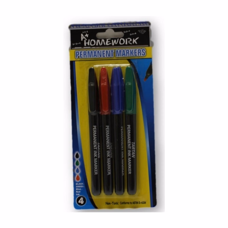 Permanent Markers - 4 Colors Pen Style 4 Pack