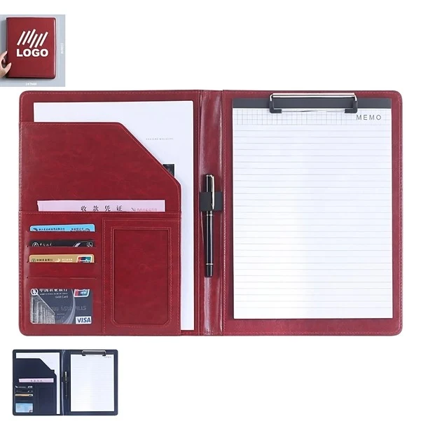 Leather A4 Business File Folder Portfolio With Clipboard 1