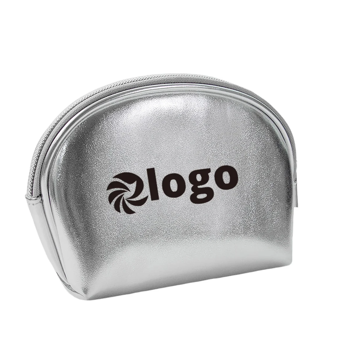 Pu Leather Silver Half Moon Cosmetic Bag MOQ 50pcs 1