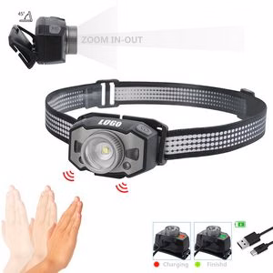 Rechargeable Sensitive Headlamp Flashlight With Zoom Lens