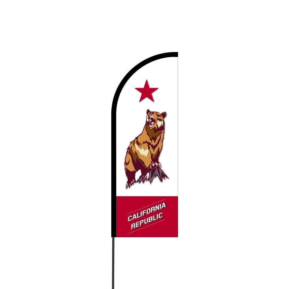 California Republic Flag Kit Hardware 14' Feet Feather Flag Sign Outdoor Banner 1