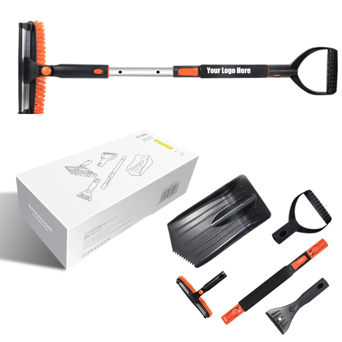 3 In 1 Extendable Detachable Ice Scraper Snow Brush 1