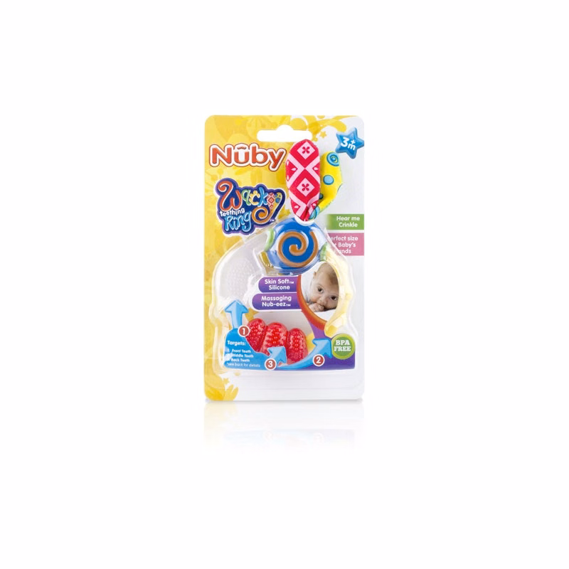 Nuby Wacky Teething Rings - BPA Free Silicone 3+ Months