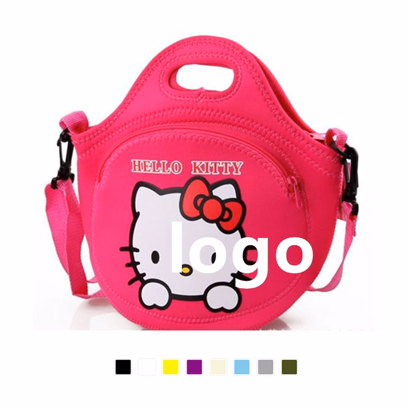 Zippered Neoprene Cartoon Lunch Cooler Tote Bag