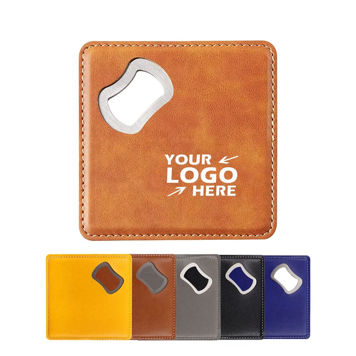 2-in-1 Leather Coaster with Integrated Bottle Opener 1
