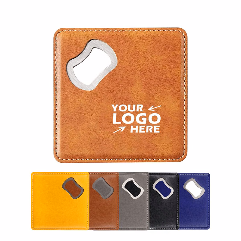 2-in-1 Leather Coaster with Integrated Bottle Opener