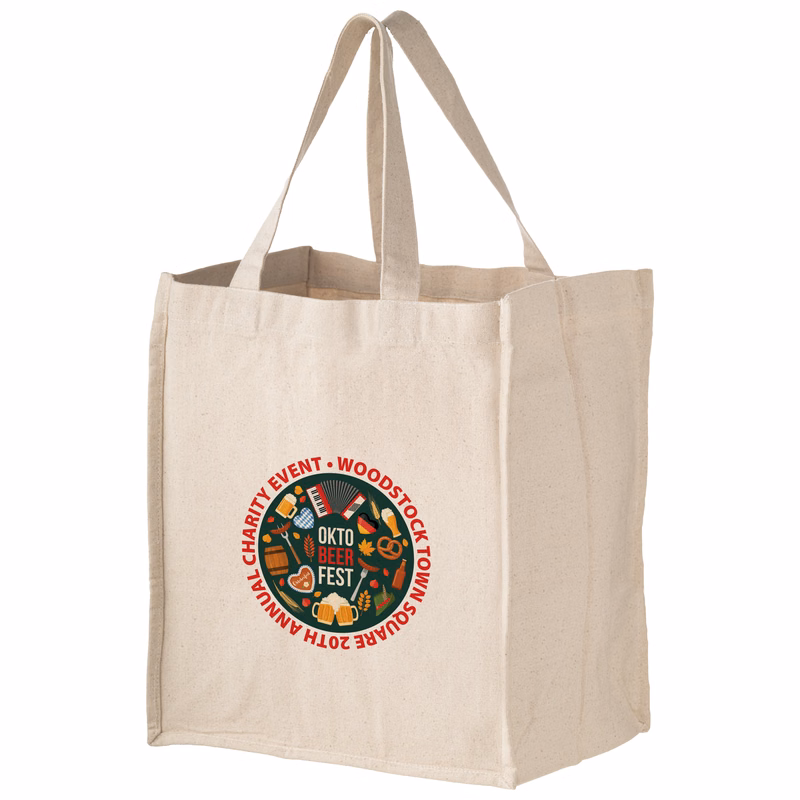 Heavyweight Cotton Canvas Grocery Bag with Bottle Holders