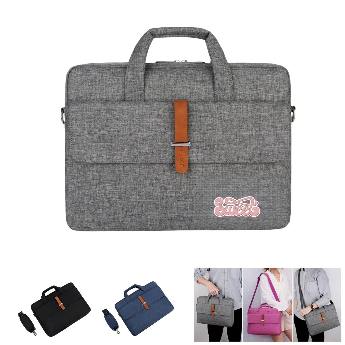 14 inch Business Laptop Sleeve Messenger Briefcase with Shoulder Strap 1